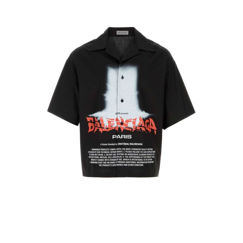 Balenciaga Men Black Poplin Shirt